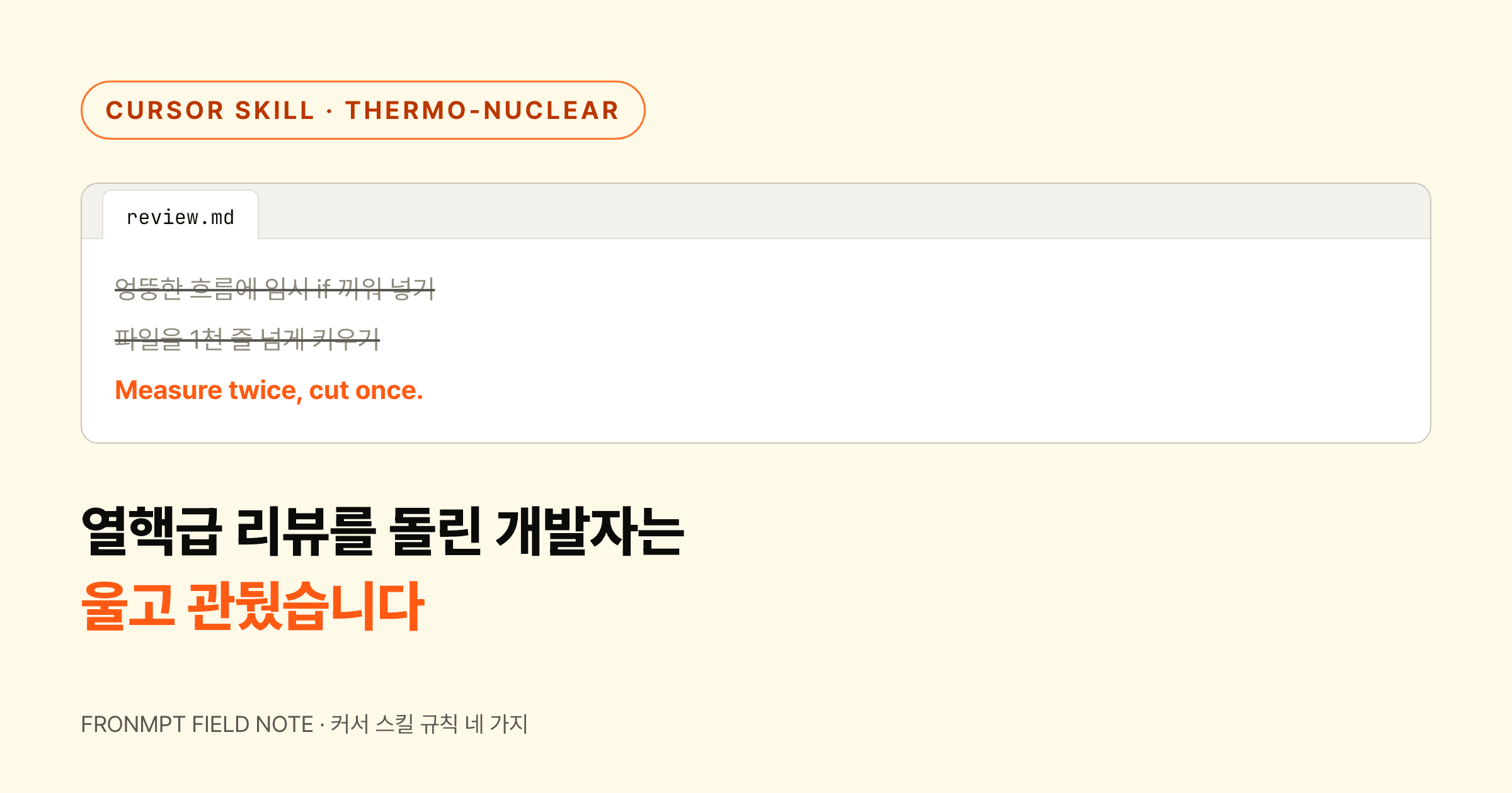열핵급 코드 리뷰를 자기 프로젝트에 돌렸다가 울고 관뒀습니다 대표 이미지